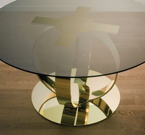 ANDREW Dinner Table _ round glass top - DOM Edizioni